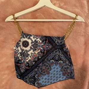 Gold Chain Detail Bandana Top